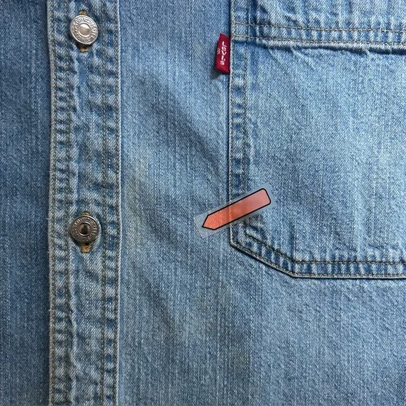 Levi's blue denim 100% cotton button up long sleeve shirt | metal buttons | XXL - Picture 7 of 11